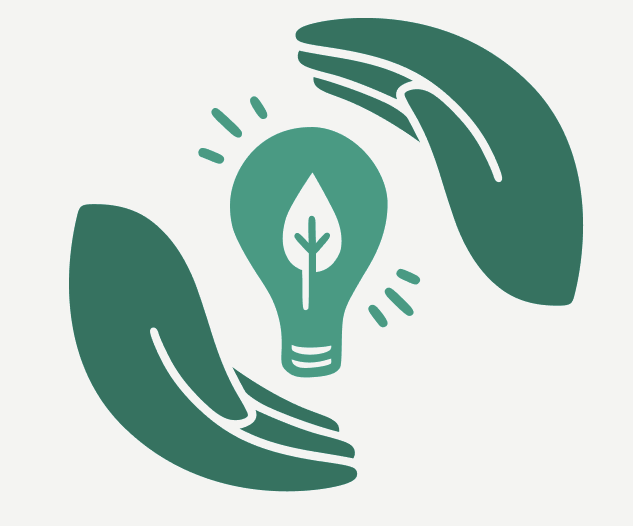 Hands surrounding a lightbulb icon