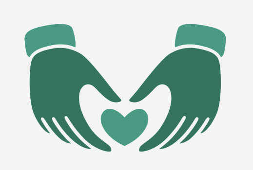 Hands around a heart icon