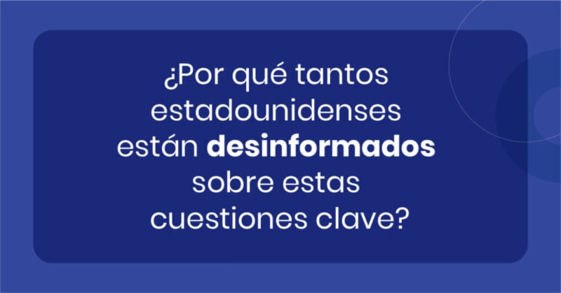 ENCUESTA. La mayoría de los estadounidenses creía que Estados Unidos estaba en recesión. HECHO. La economía ha estado creciendo desde la breve y dramática recesión pandémica que terminó con el paquete de estímulo en la segunda mitad de 2020. ENCUESTA. El 49 % de los estadounidenses cree que el índice bursátil S&P 500 ha bajado este año. HECHO. El índice subió alrededor del 24 % en 2023 y ha subido más del 12 % este año. ENCUESTA. El 49 % de los estadounidenses cree que el desempleo está en su nivel más alto en 50 años. HECHO. Se han creado 28 millones de nuevos puestos de trabajo desde el mes de Abril de 2020. El empleo está cerca de su máximo en 50 años y la tasa de desempleo ha estado por debajo del 4 %, un mínimo de casi 50 años. ENCUESTA. El 72 % de los estadounidenses creía que la inflación estaba aumentando. HECHO. Esto es correcto, pero la inflación está aumentando a un ritmo mucho más lento. La inflación ha caído desde el 9.1 % en el mes de Junio de 2022 y es menos del 4 % anual. ¿Por qué tantos estadounidenses están desinformados sobre estas cuestiones clave? Graphic