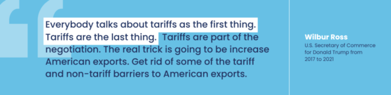 Pull quote from Wilbur Ross, U.S. Secretary of Commerce for Donald Trump from 2017 to 2021.